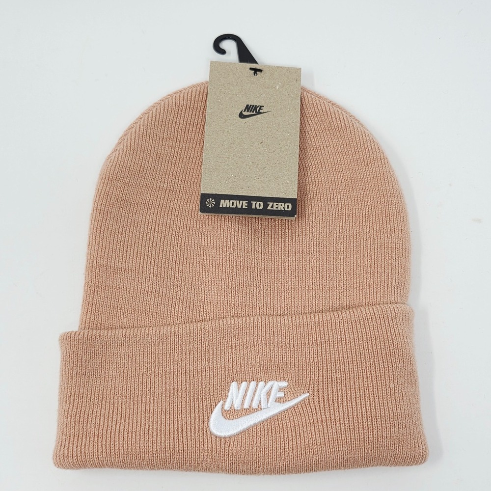 Nike Sportswear Peak Futura Beanie Peach Pink White‎ Cuffed Knit Hat HF0186-688